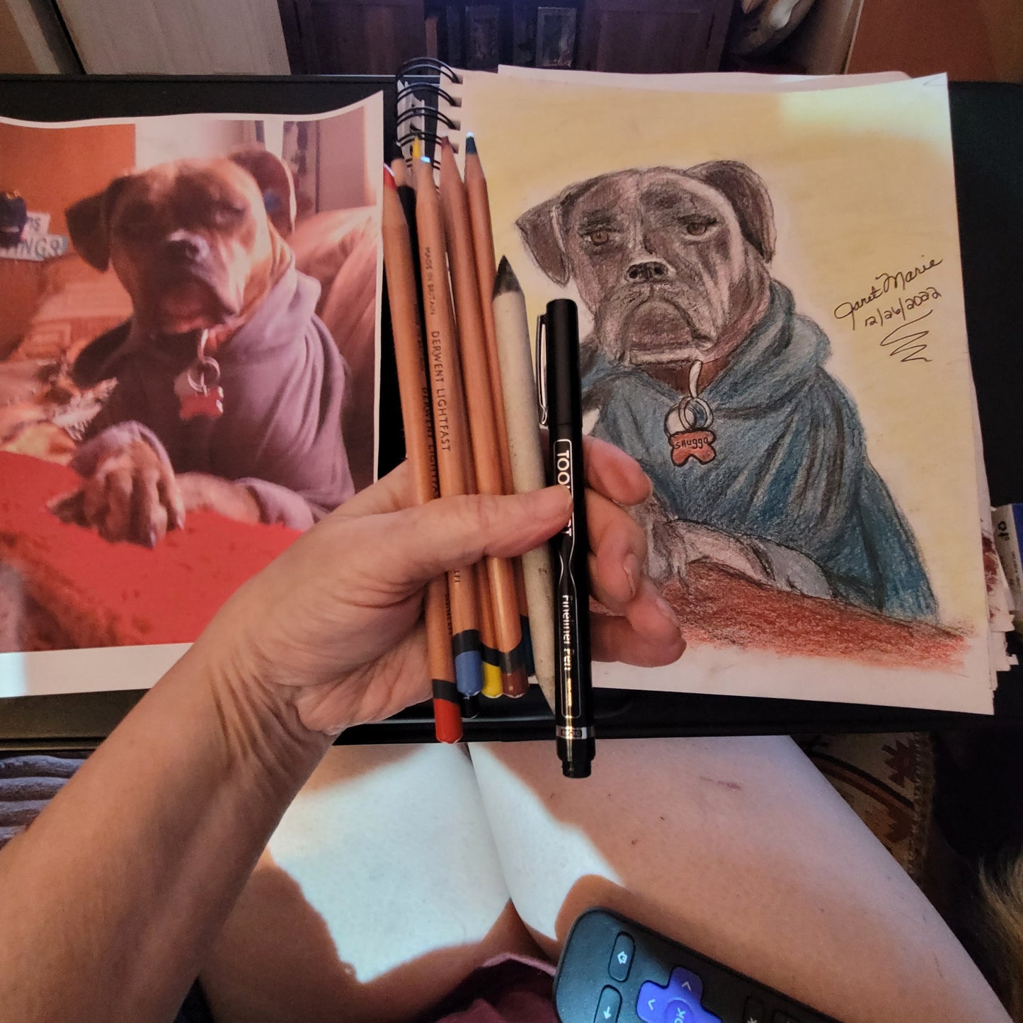 Shuggah the Boxer - Mixed Media Sketch