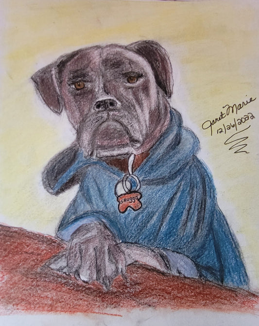 Shuggah the Boxer - Mixed Media Sketch