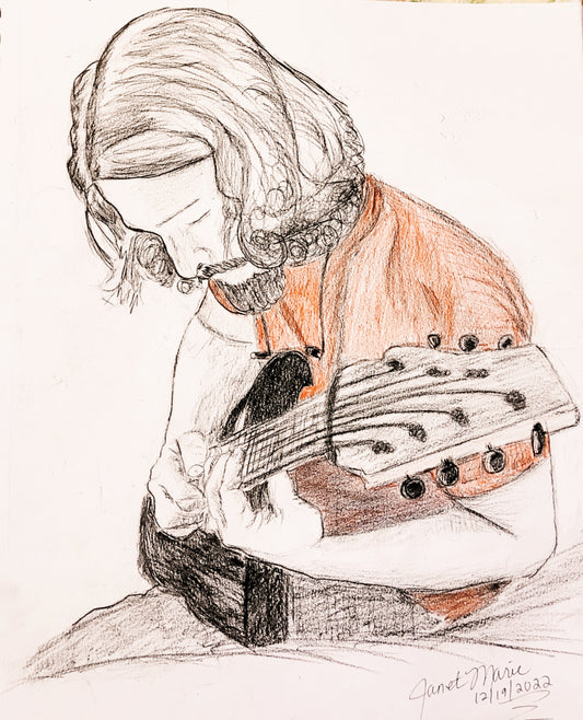 Guitar Player - Charcoal Sketch